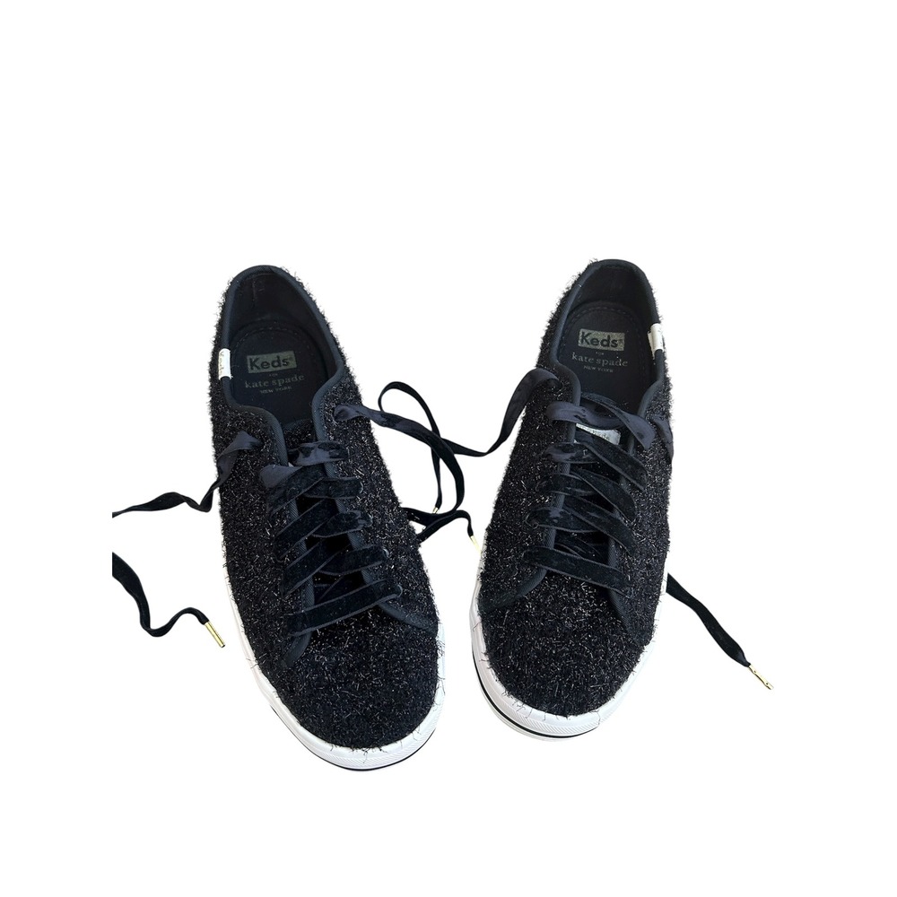 Keds x Kate Spade New York sparkle tinsel fuzzy Kickstart velvet laces sneakers